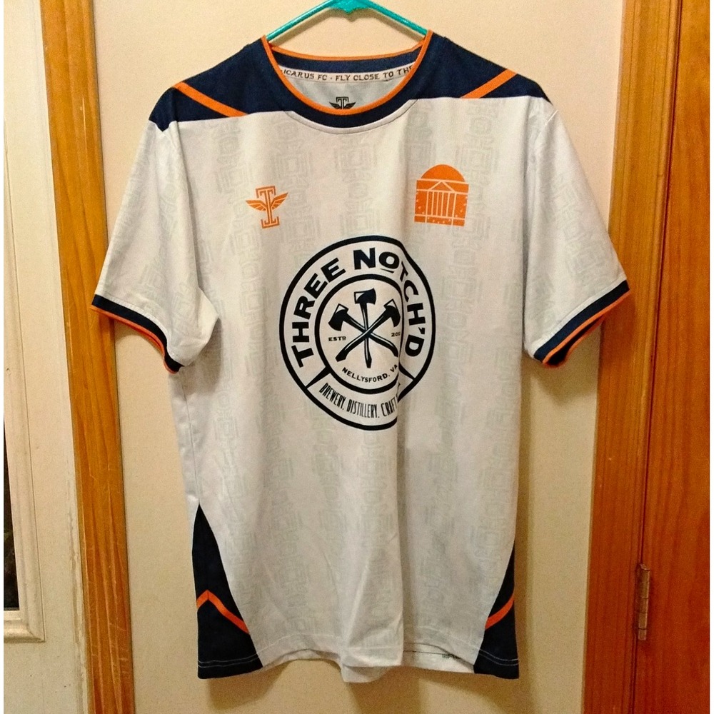 Icarus FC Men's Short Sleeve Soccer Jersey #7 White Polyester Size L